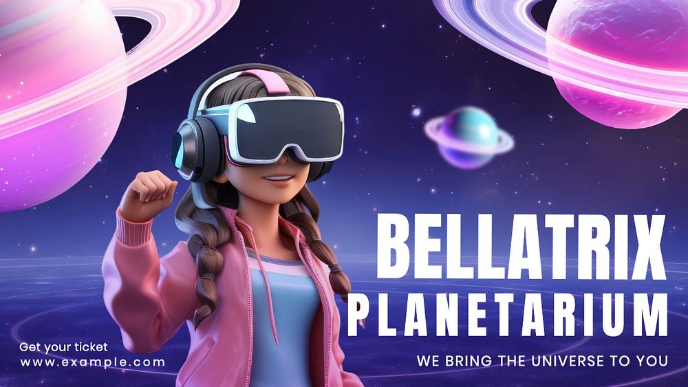 Planetarium blog banner template, editable text