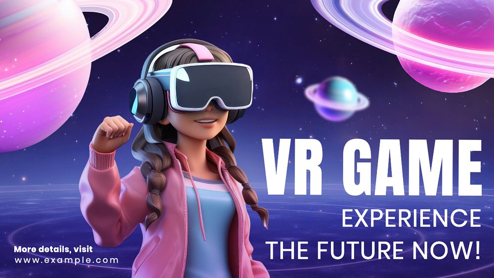 VR game blog banner template, editable text