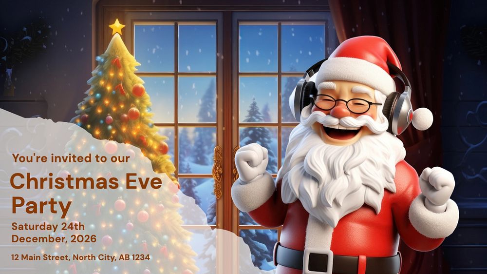 Christmas eve party blog banner template, editable text