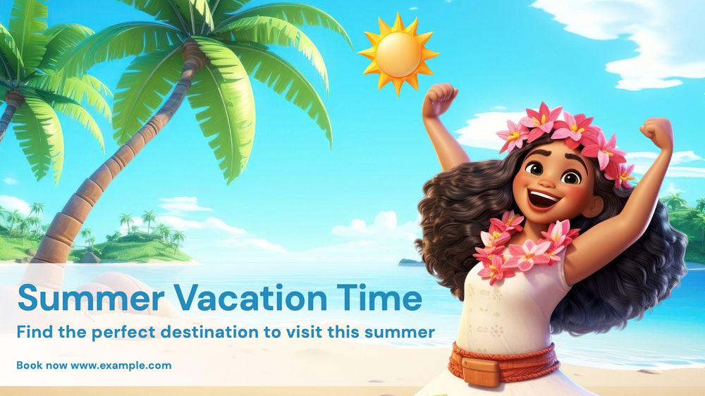 Summer vacation time blog banner template, editable text