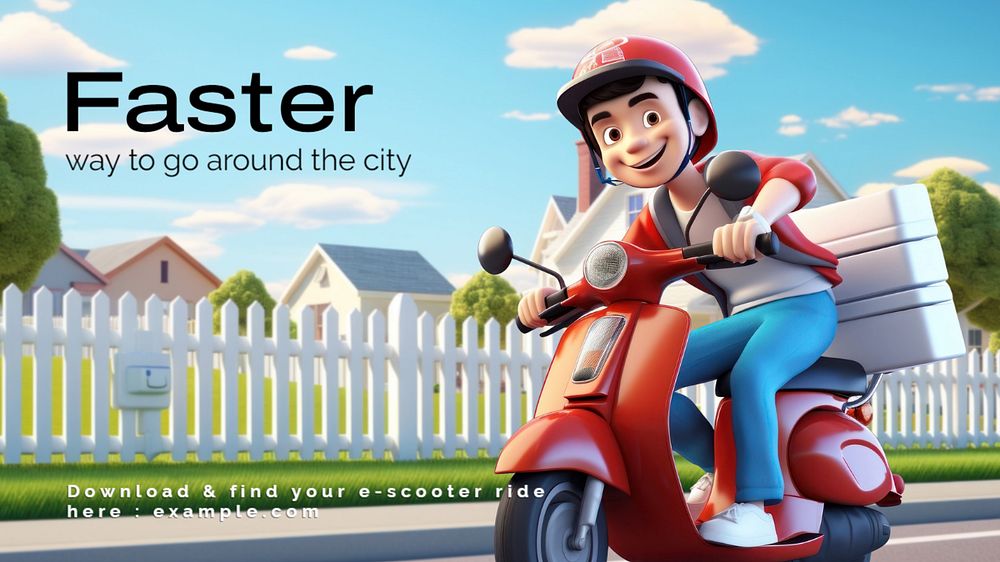 Electric scooter blog banner template, editable text