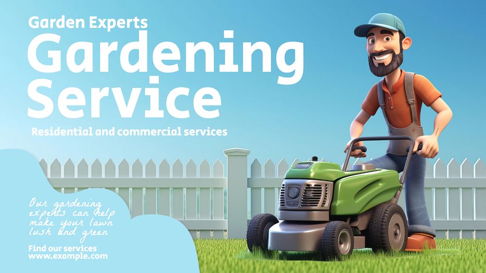 Gardening service blog banner template, editable text