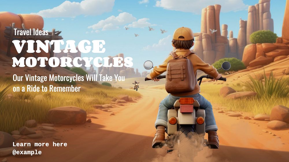 Motorcycles blog banner template, editable text