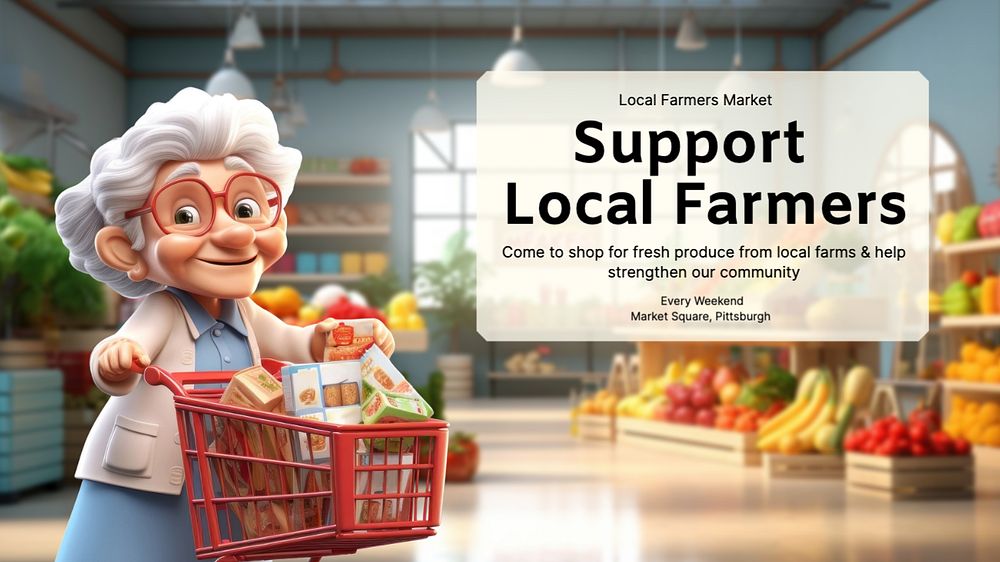 Support local farmers blog banner template, editable text