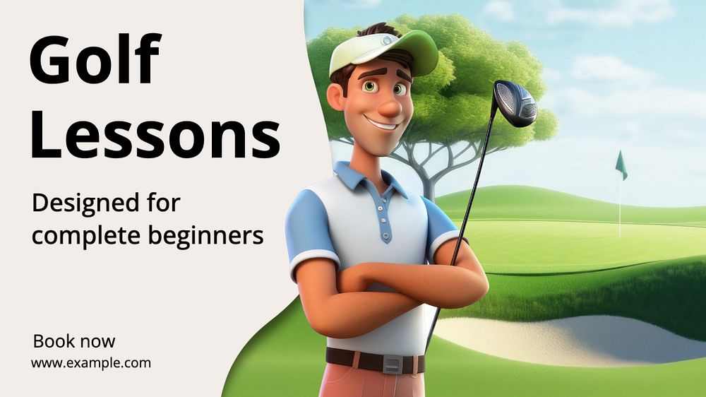 Golf lessons blog banner template, editable text