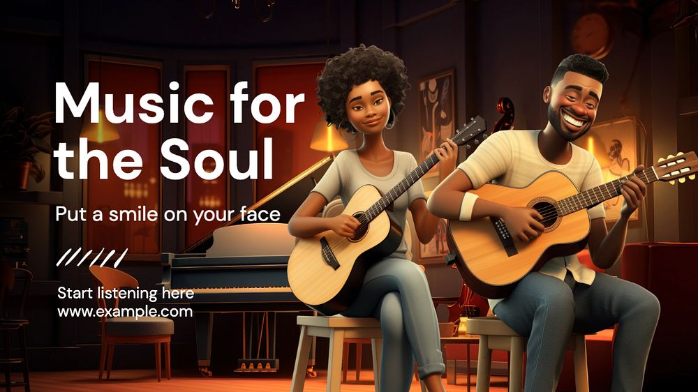 Soul music radio blog banner template, editable text