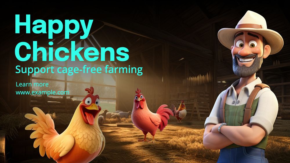 Happy chickens blog banner template, editable text