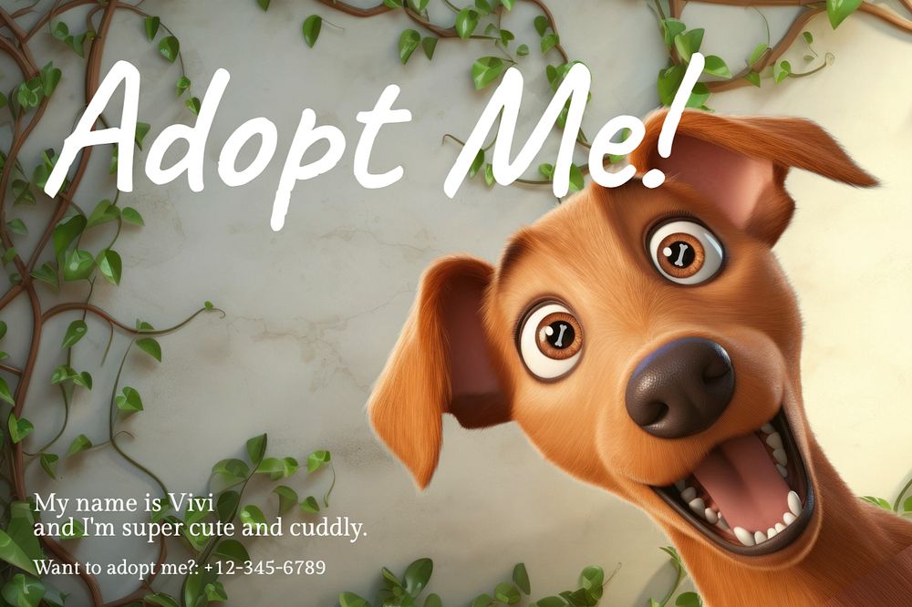 Pet adoption card template