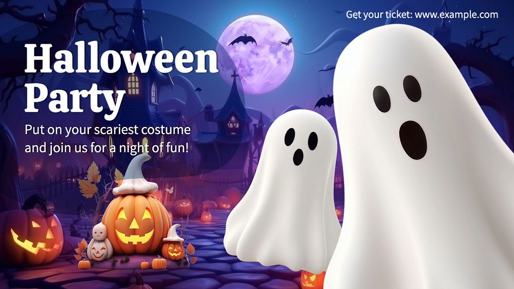 Halloween party blog banner template, editable design