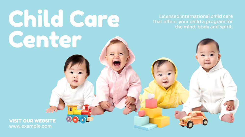 Child care center blog banner template, editable design