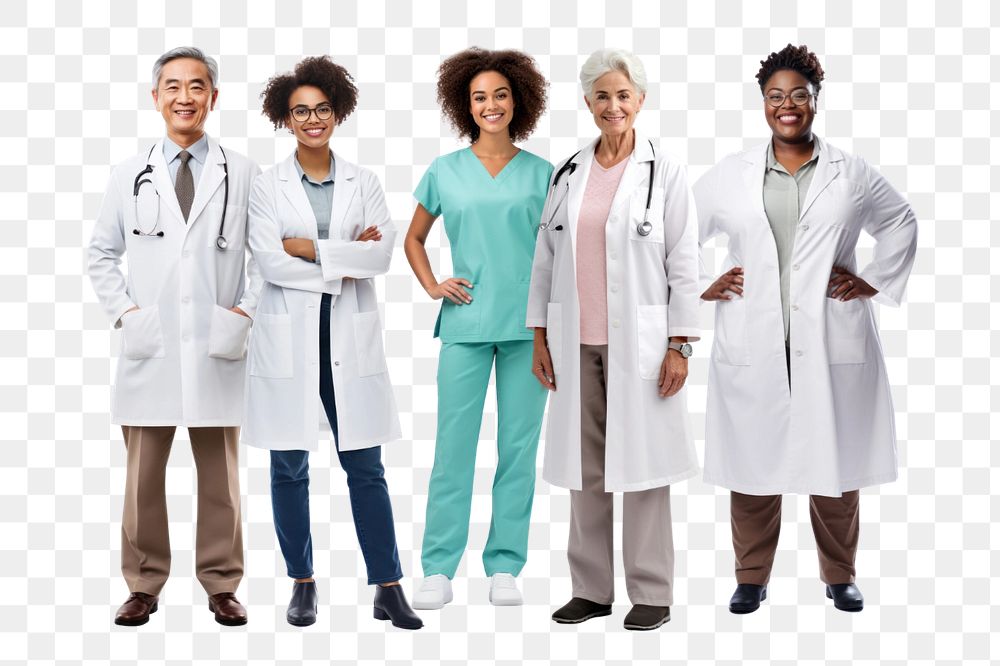 Diverse healthcare workers png element, hospital remix, editable design