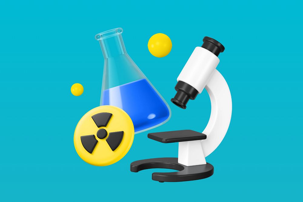 Radiation flask chemical background, 3D editable illustration