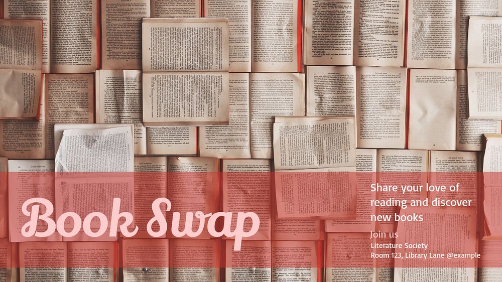 Book swap  blog banner template, editable text