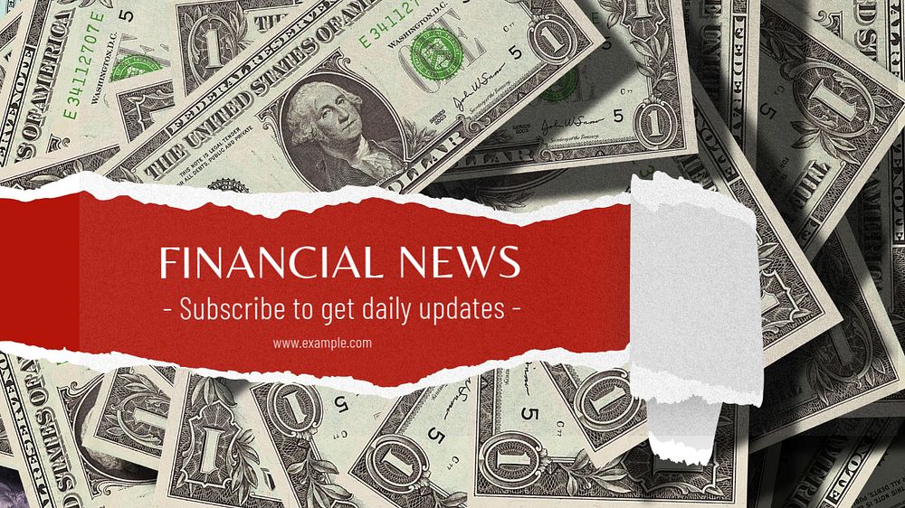 Financial news  blog banner template, editable text