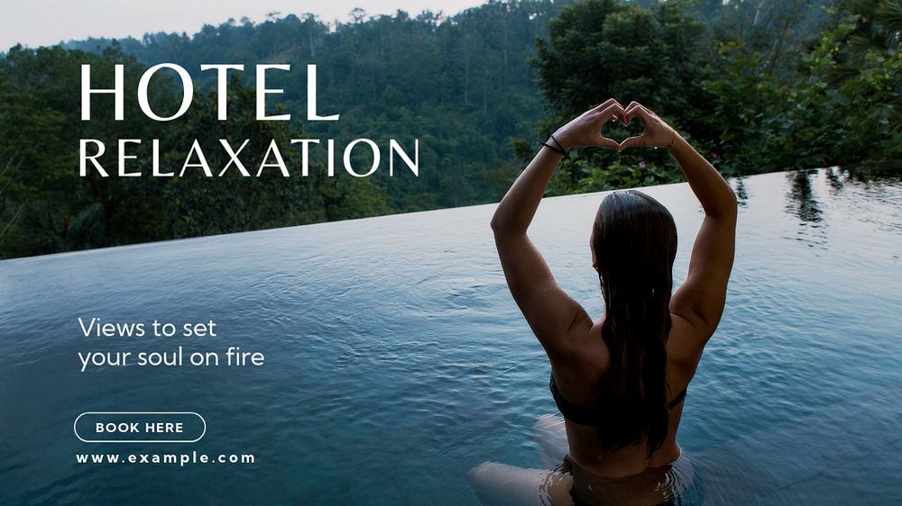 Hotel relaxation blog banner template, editable text