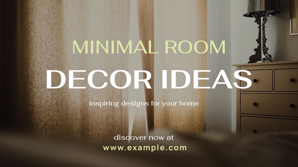 Minimal room decor blog banner template, editable text