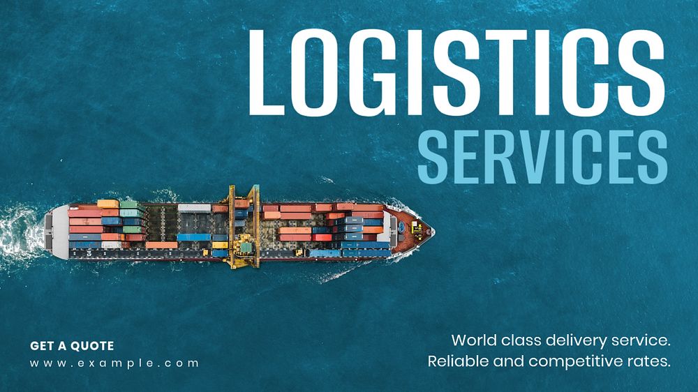 Logistic services blog banner template, editable text