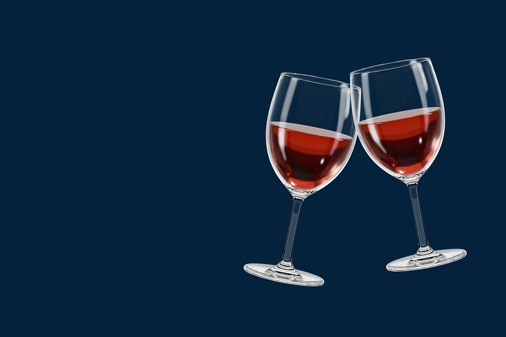 Clinking wine glasses background, 3D drinks editable illustration