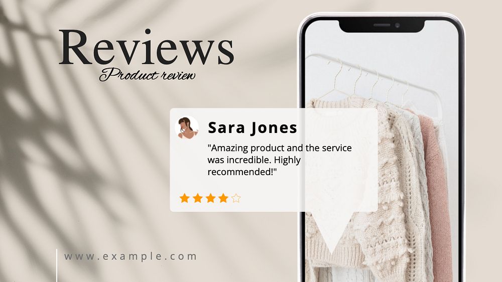 Fashion review  blog banner template, editable text