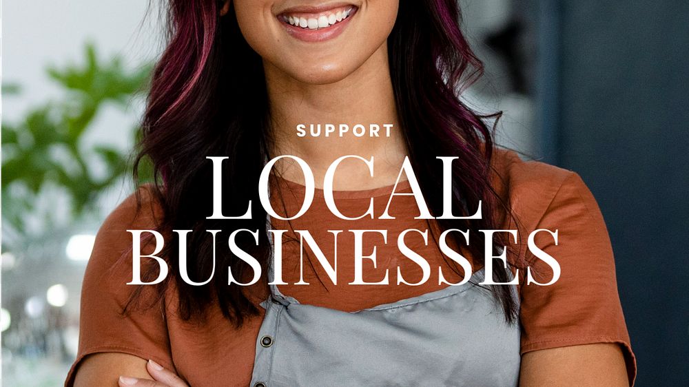 Support local business blog banner template, editable text