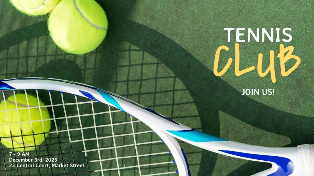 Tennis club blog banner template, editable text