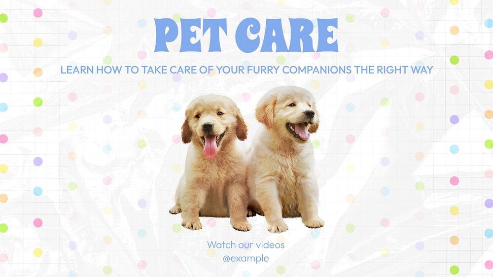 Pet care tutorials Facebook cover template, editable design