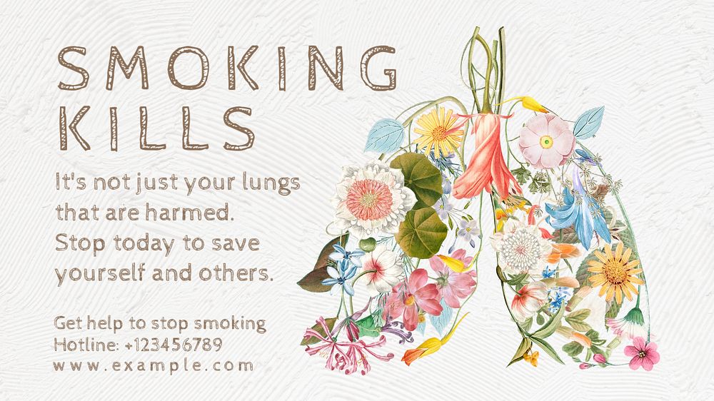 Smoking kills  blog banner template, editable text