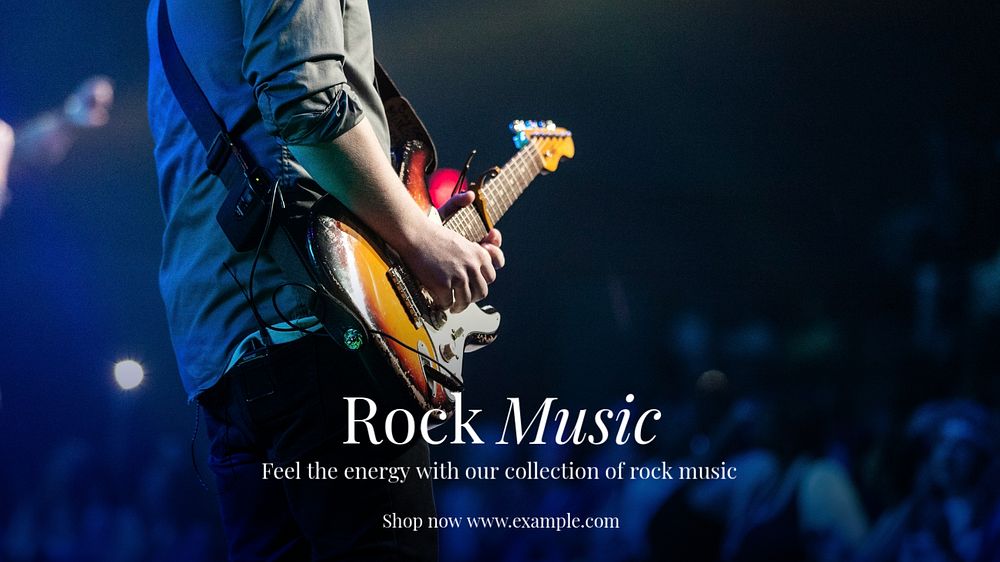 Rock music blog banner template, editable text