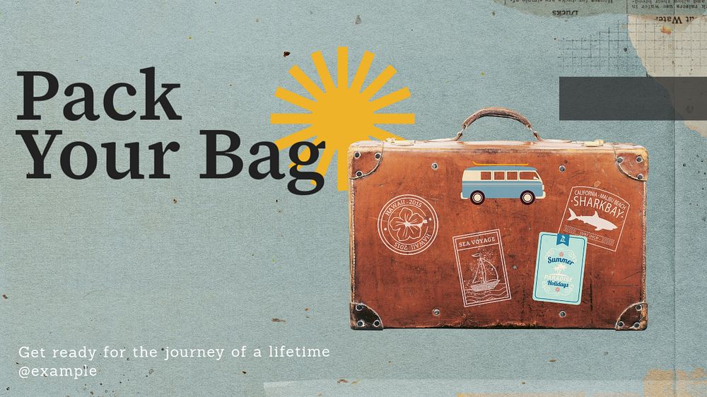 Pack your bag  blog banner template, editable text