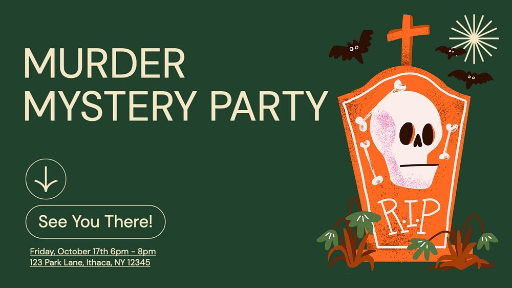 Murder mystery party blog banner template, editable text