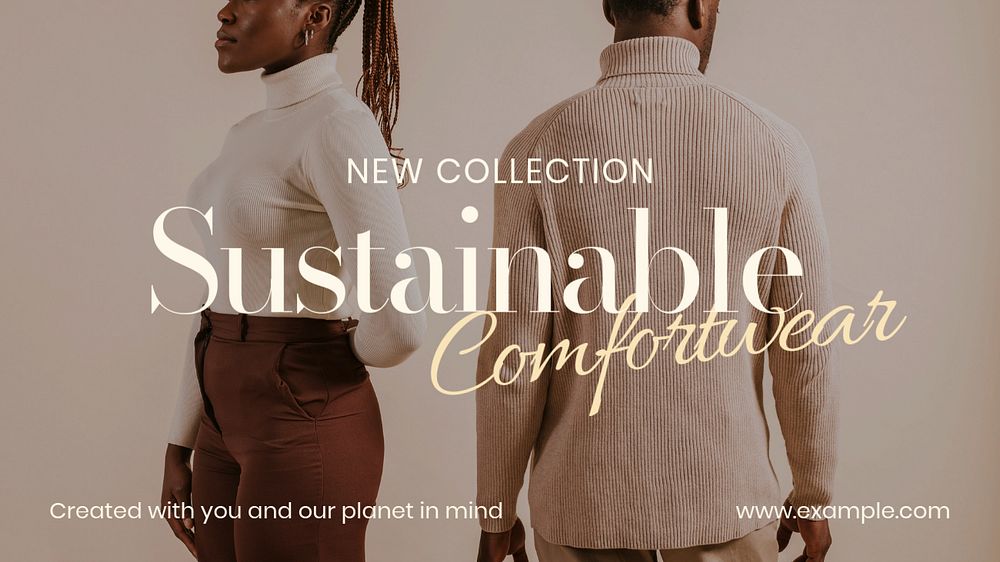 Sustainable comfort wear blog banner template, editable text