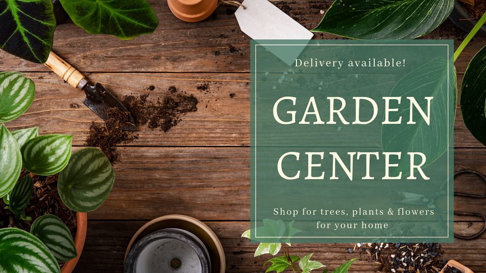 Garden center  blog banner template, editable text