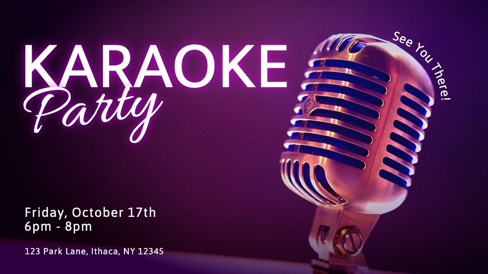 Karaoke party invitation blog banner template, editable text