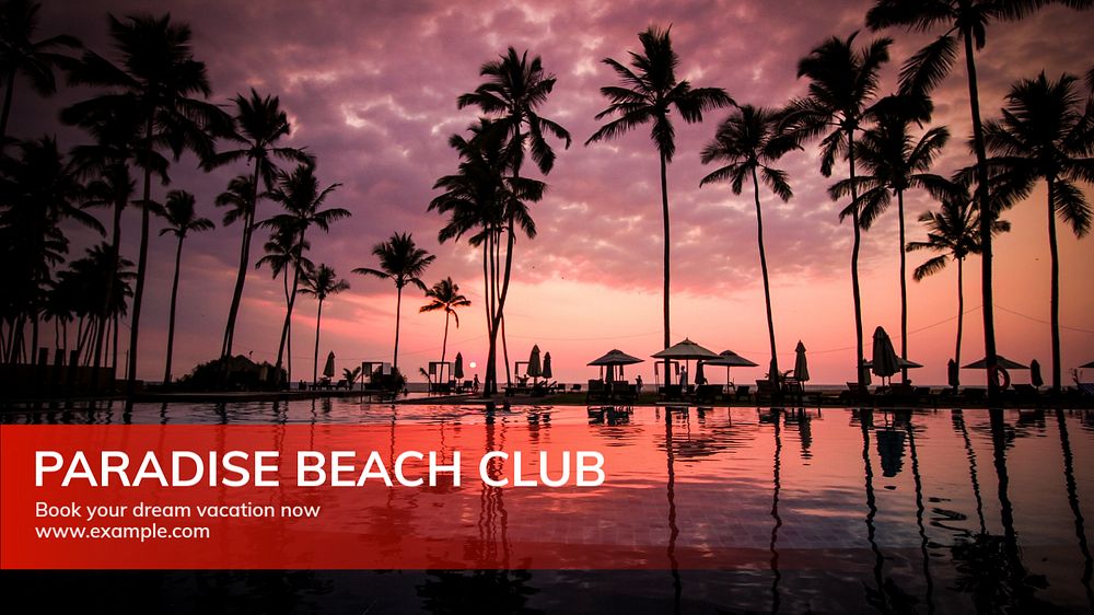 Paradise beach club  blog banner template, editable text