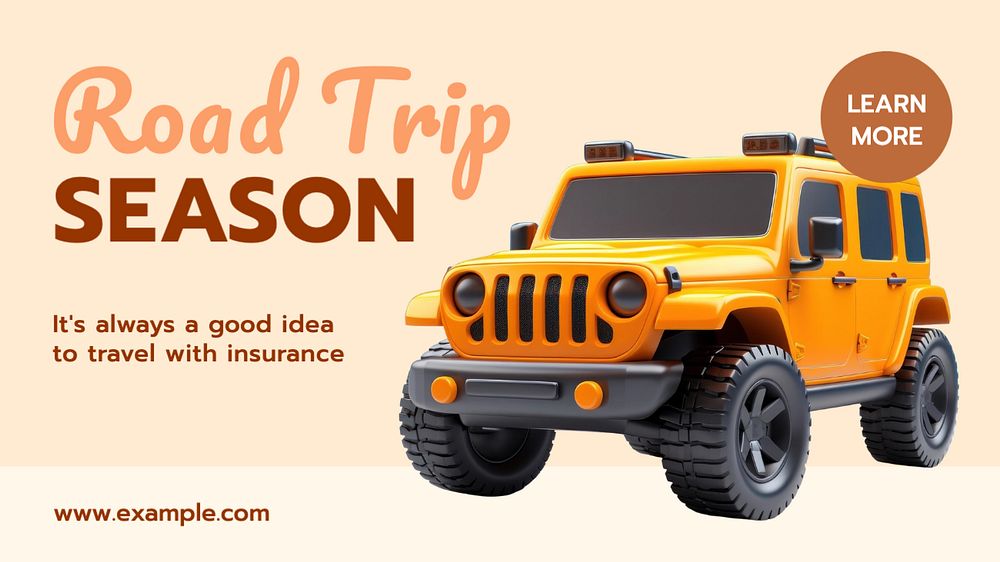 Road trip insurance blog banner template, editable text