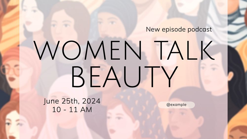 Women's beauty podcast blog banner template, editable text