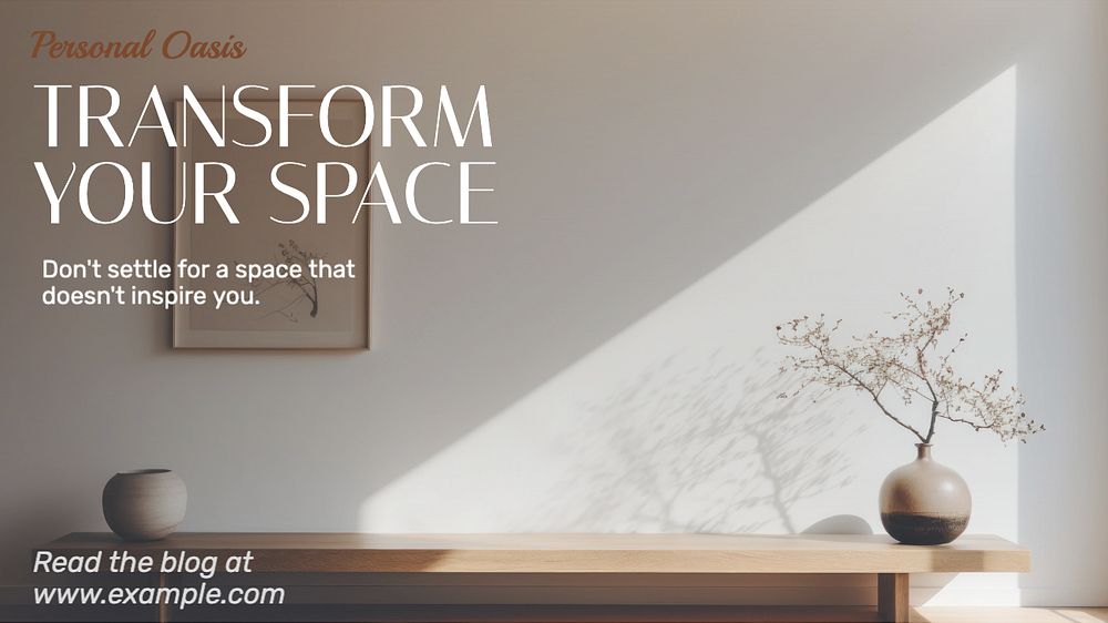 Interior design bedroom blog banner template, editable text