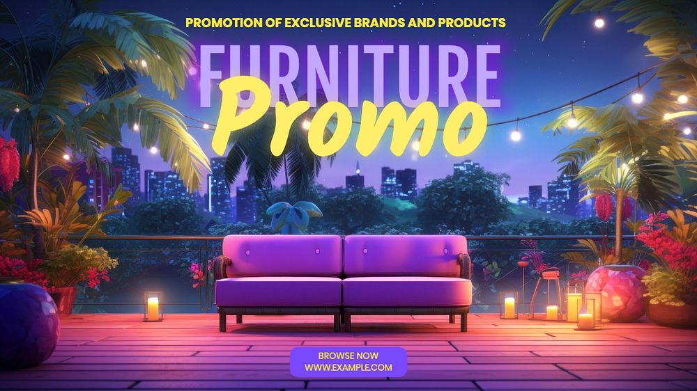 Furniture promotion blog banner template, editable text