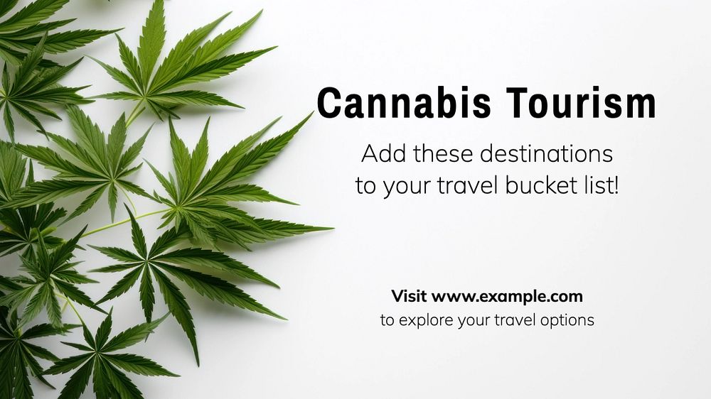 Cannabis tourism blog banner template, editable text