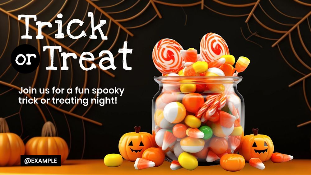 Trick or treat blog banner template, editable text