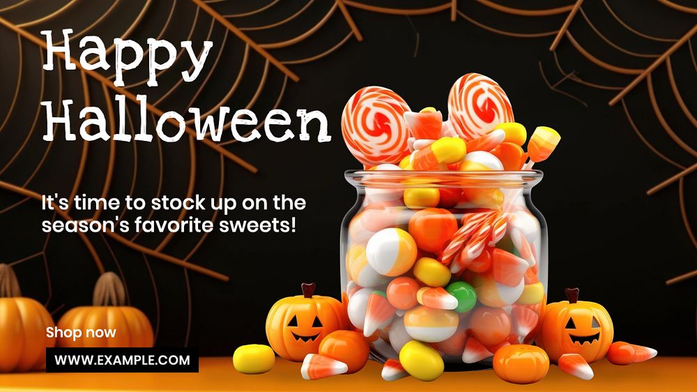 Happy Halloween blog banner template, editable text