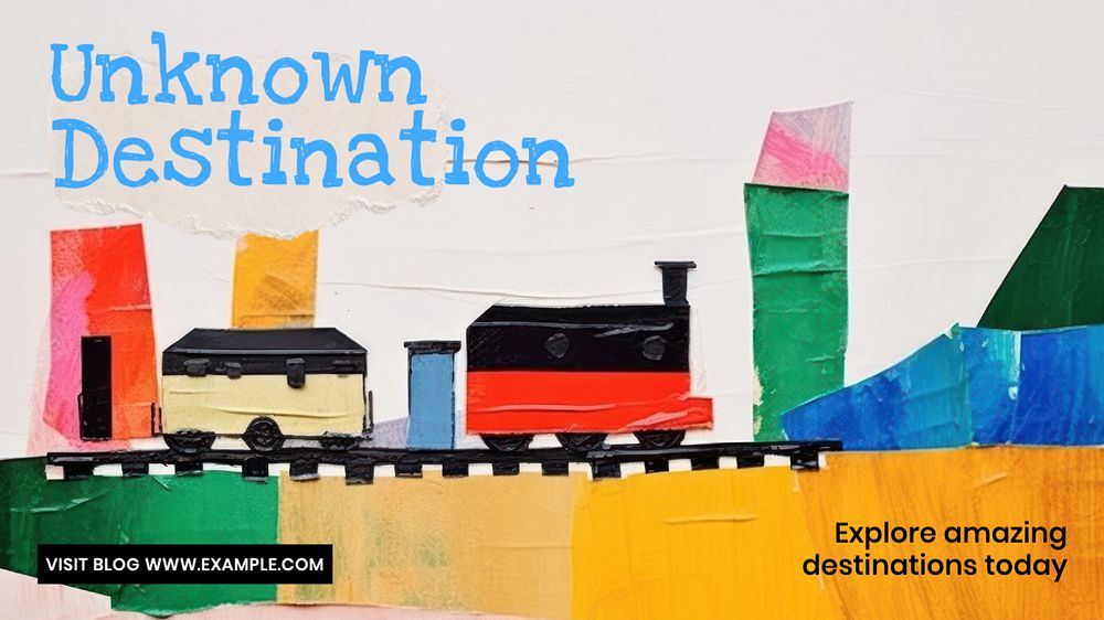 Unknown destinations blog banner template, editable text