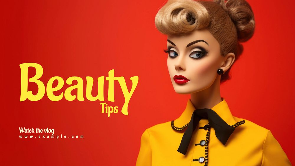 Beauty tips blog banner template, editable text