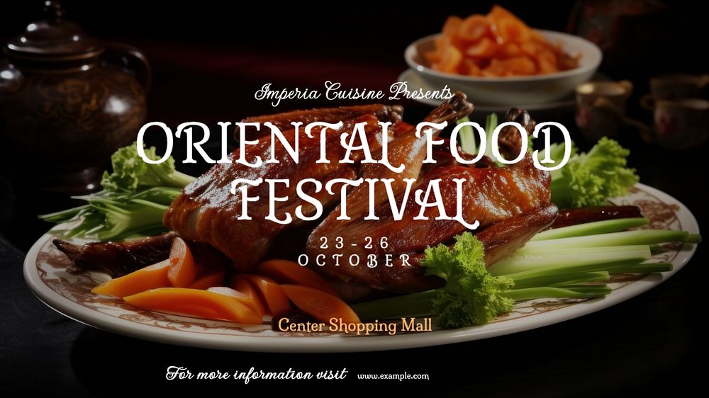 Oriental food festival blog banner template, editable text