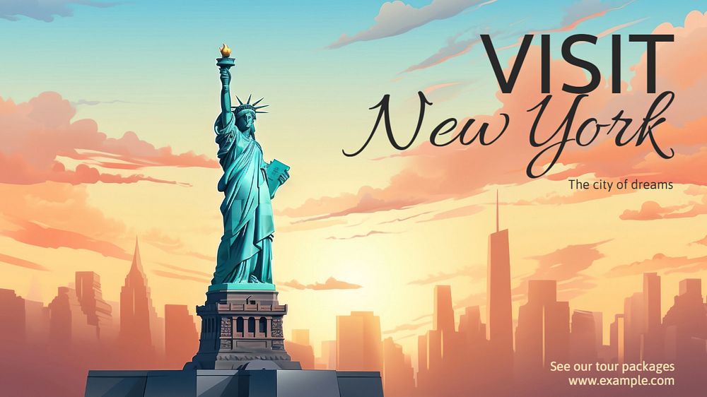 New york blog banner template, editable text