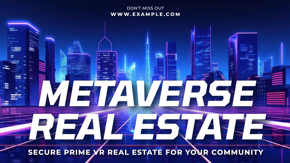 Metaverse VR estate blog banner template, editable text