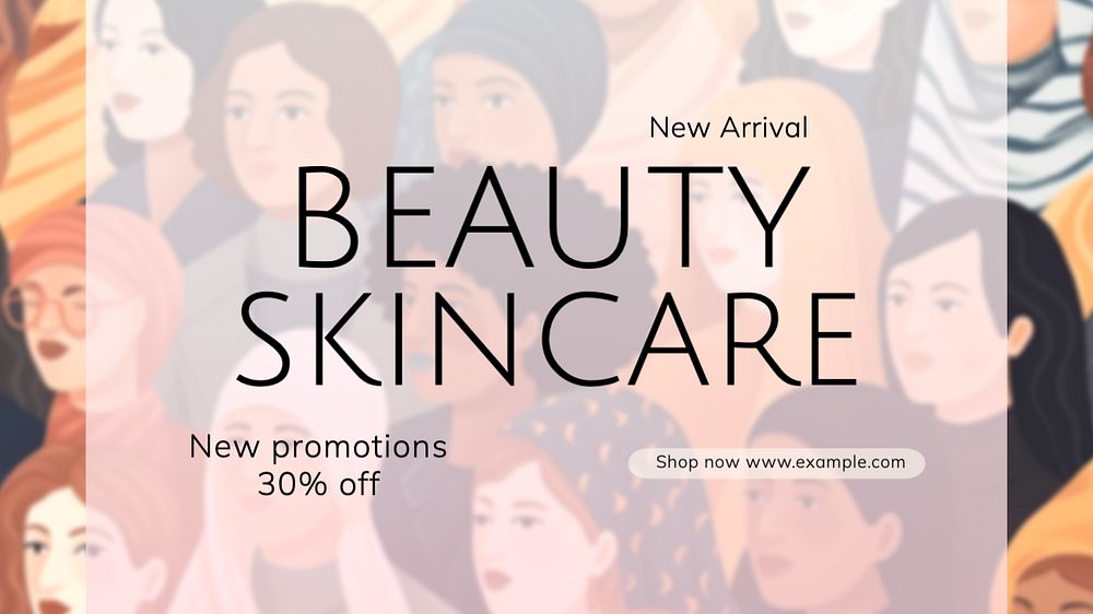 Beauty skincare blog banner template, editable text