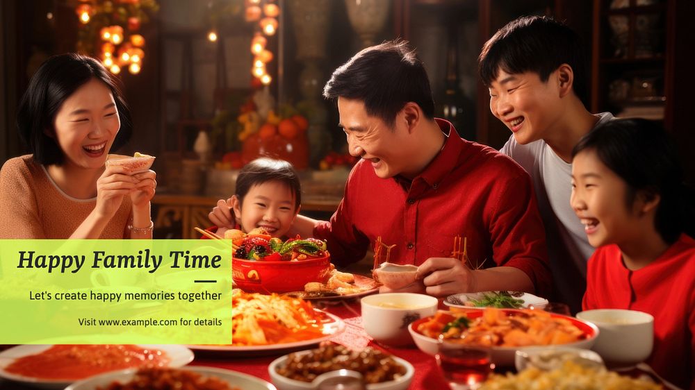 Happy family time banner template, editable text