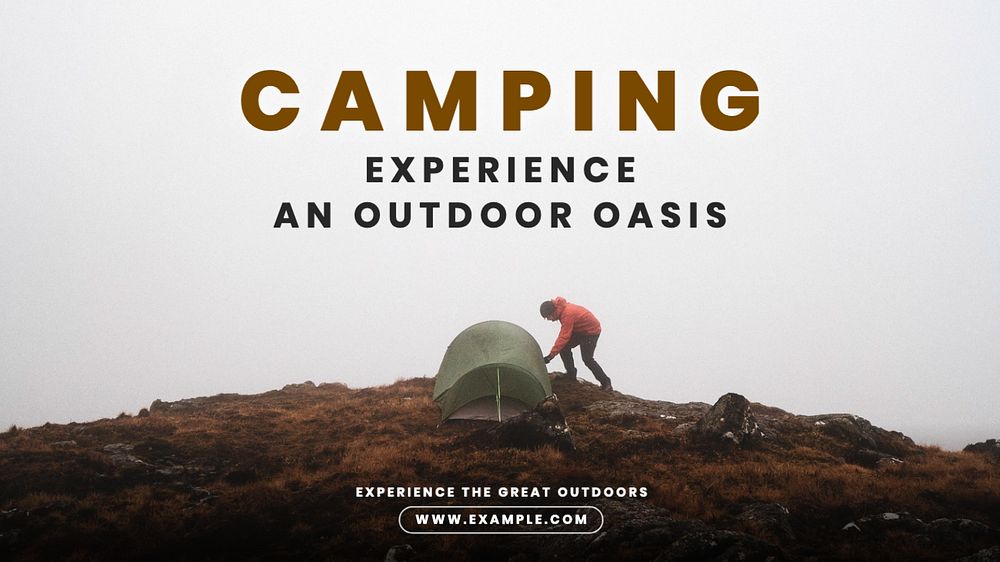 Camping blog banner template, editable text