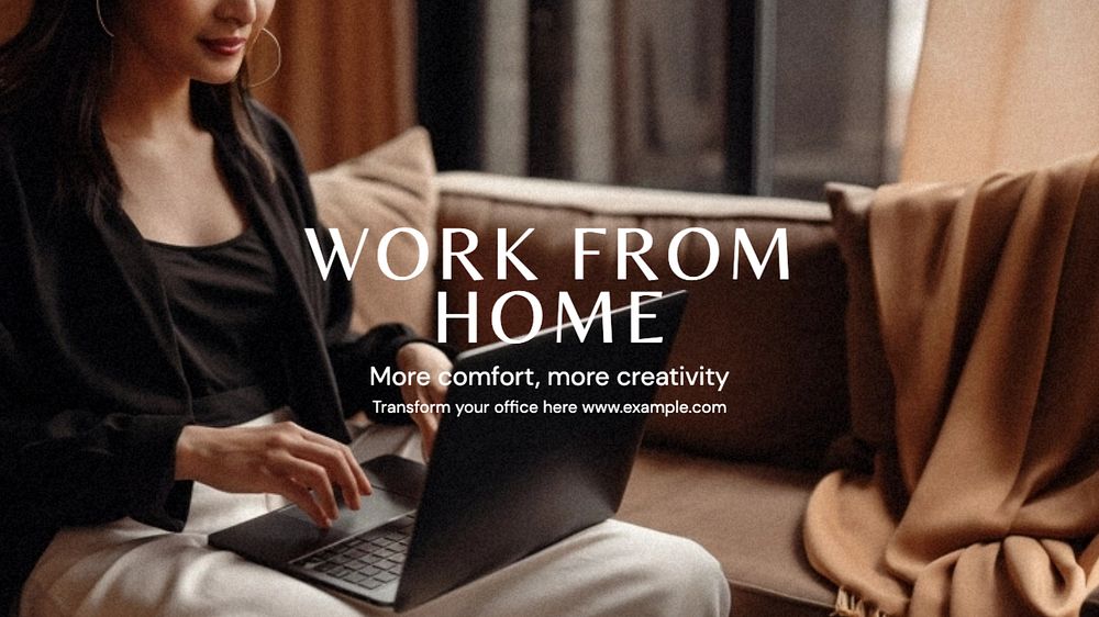 Work from home blog banner template, editable text